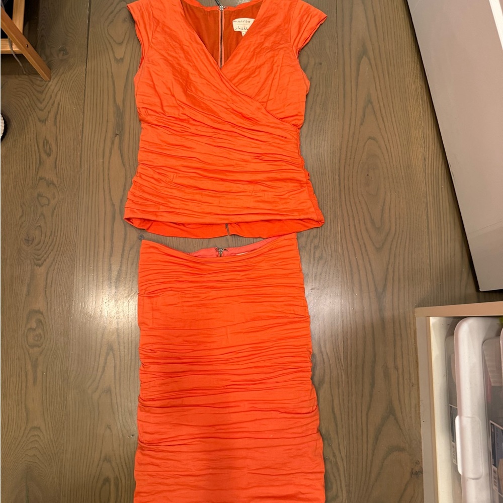 Nicole Miller Orange Ruched Women's Skirt